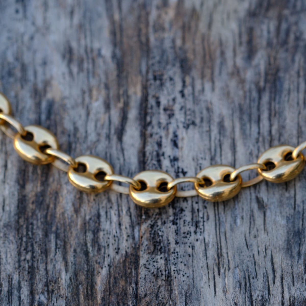 Vintage 14K Gold Puffy Mariner Chain Necklace 24"