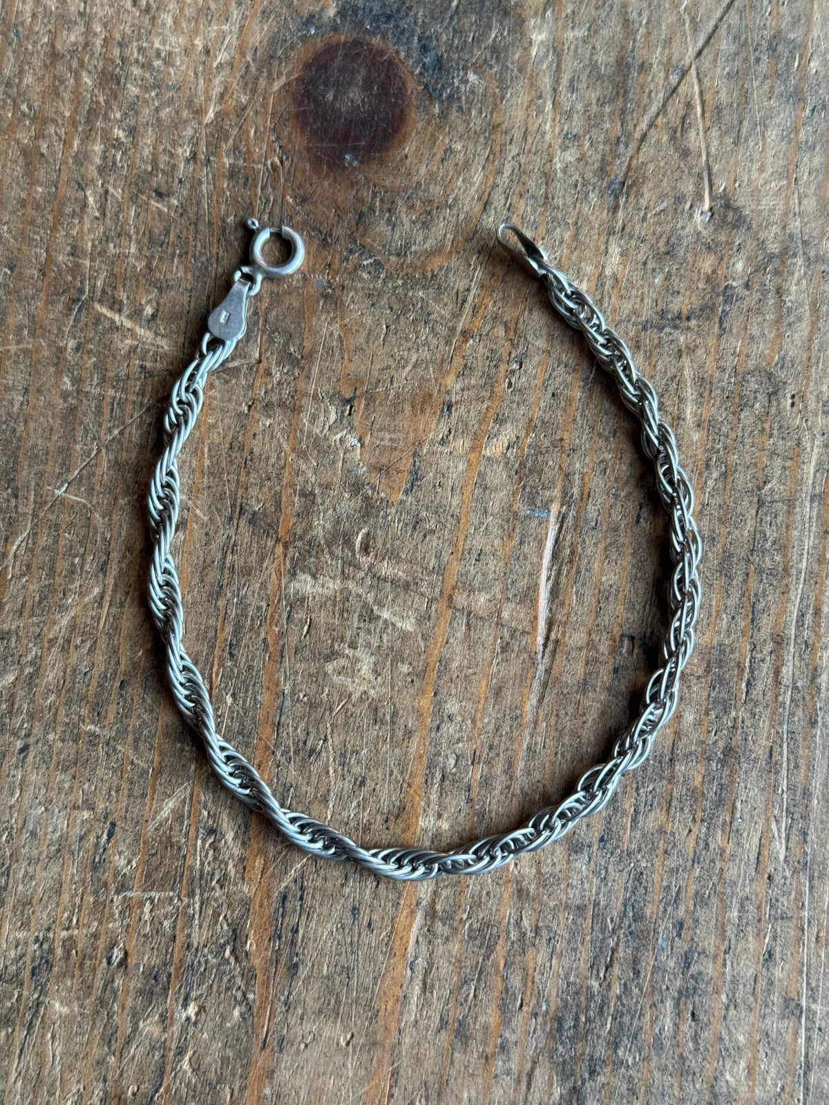 Vintage Sterling Silver Rope Chain Bracelet