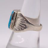 Vintage Sterling Turquoise Stamped Band Ring 8.5
