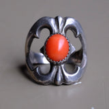 Vintage Sterling Coral Sandcast Ring 6.25