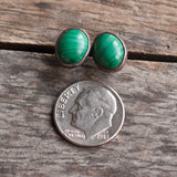 Vintage Sterling Malachite Stud Earrings