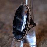 Vintage Sterling Petrified Wood Ring 7