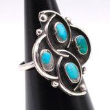 Vintage Sterling Turquoise Cluster Ring 6