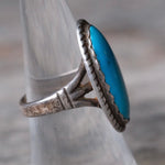 Vintage Sterling Turquoise Roper Ring 7