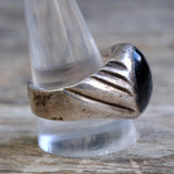 Vintage Sterling Onyx Ribbed Band Ring 12.25