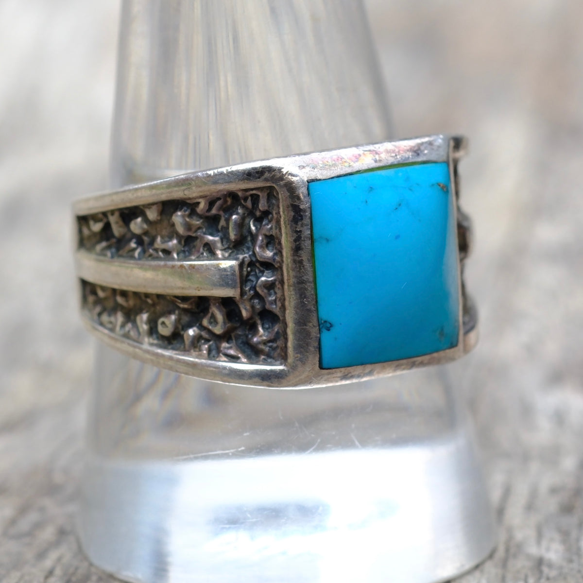 Vintage Sterling Turquoise Ring 10.75