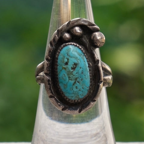 Vintage Sterling Turquoise Ring 7.25