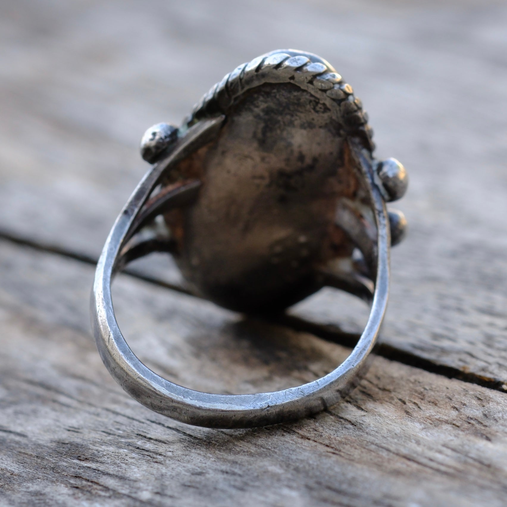 Vintage Sterling Turquoise Roper Ring 7.5