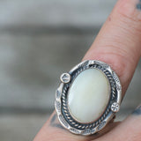 Vintage Sterling Mother Of Pearl Roper Ring 5