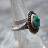 Vintage Sterling Turquoise roper Ring 6.25