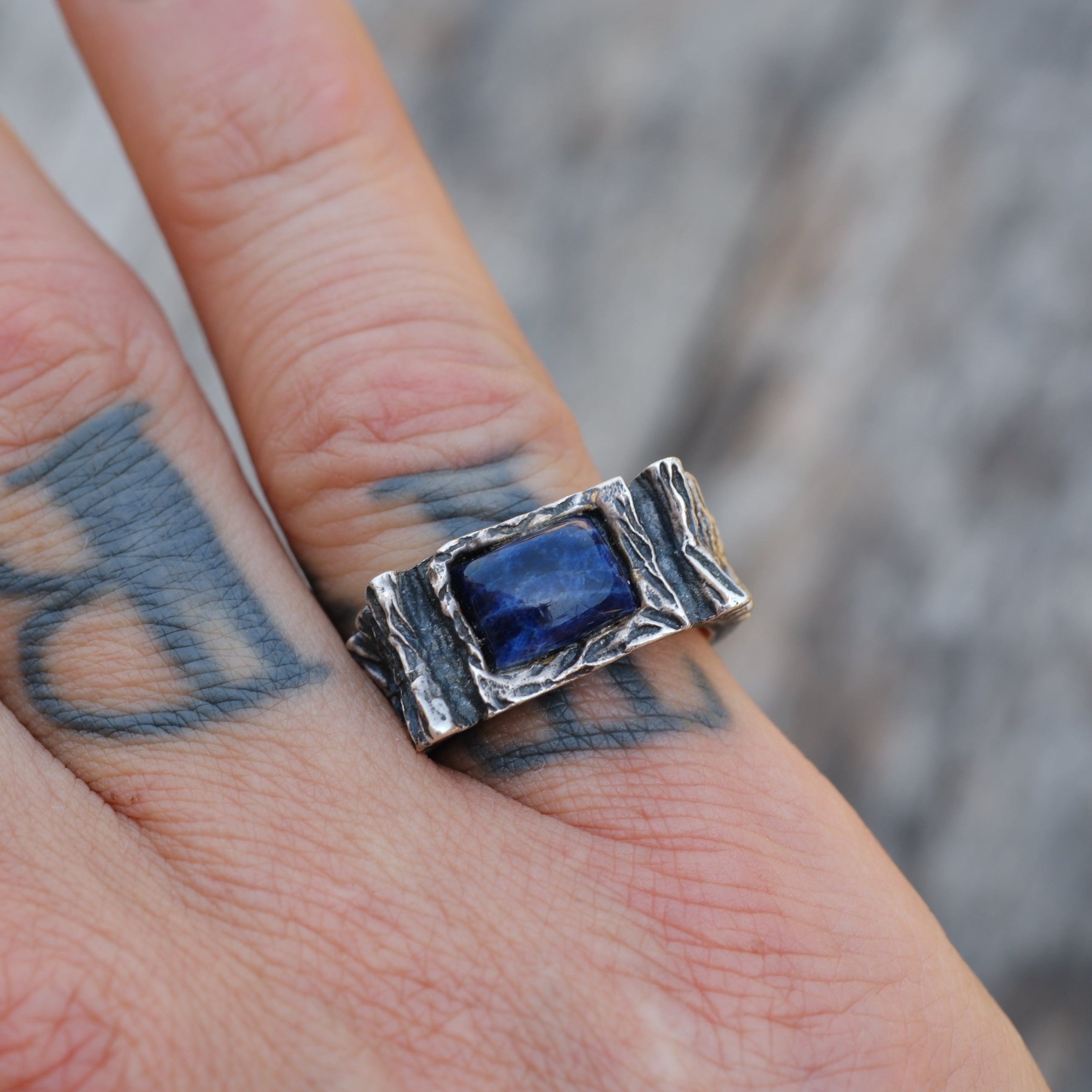 Vintage Sterling Lapis Ring 7.25
