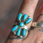 Vintage Sterling Turquoise Cluster Ring 5.75