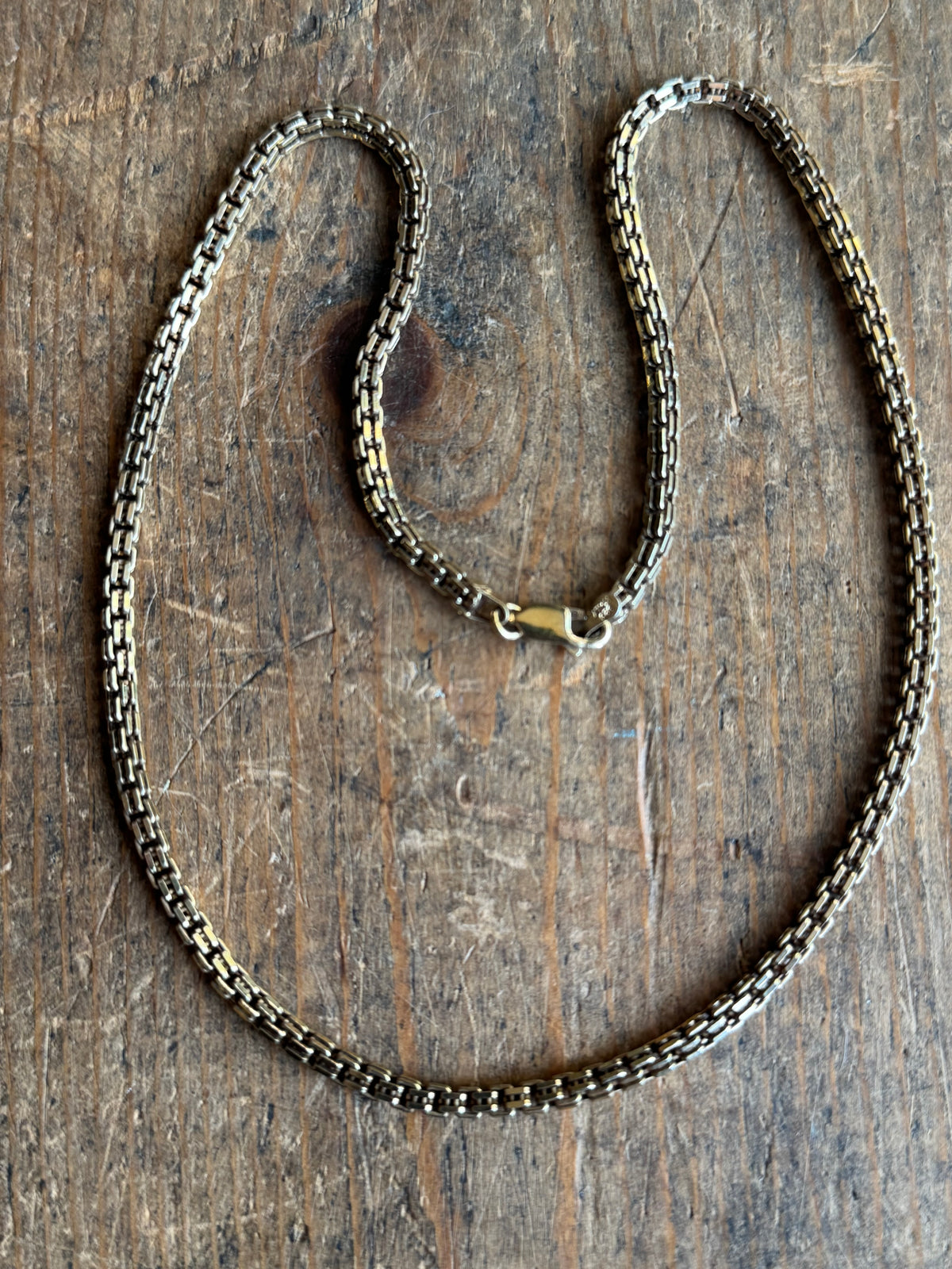 Vintage Sterling Silver 18” Gold Tone Box Chain