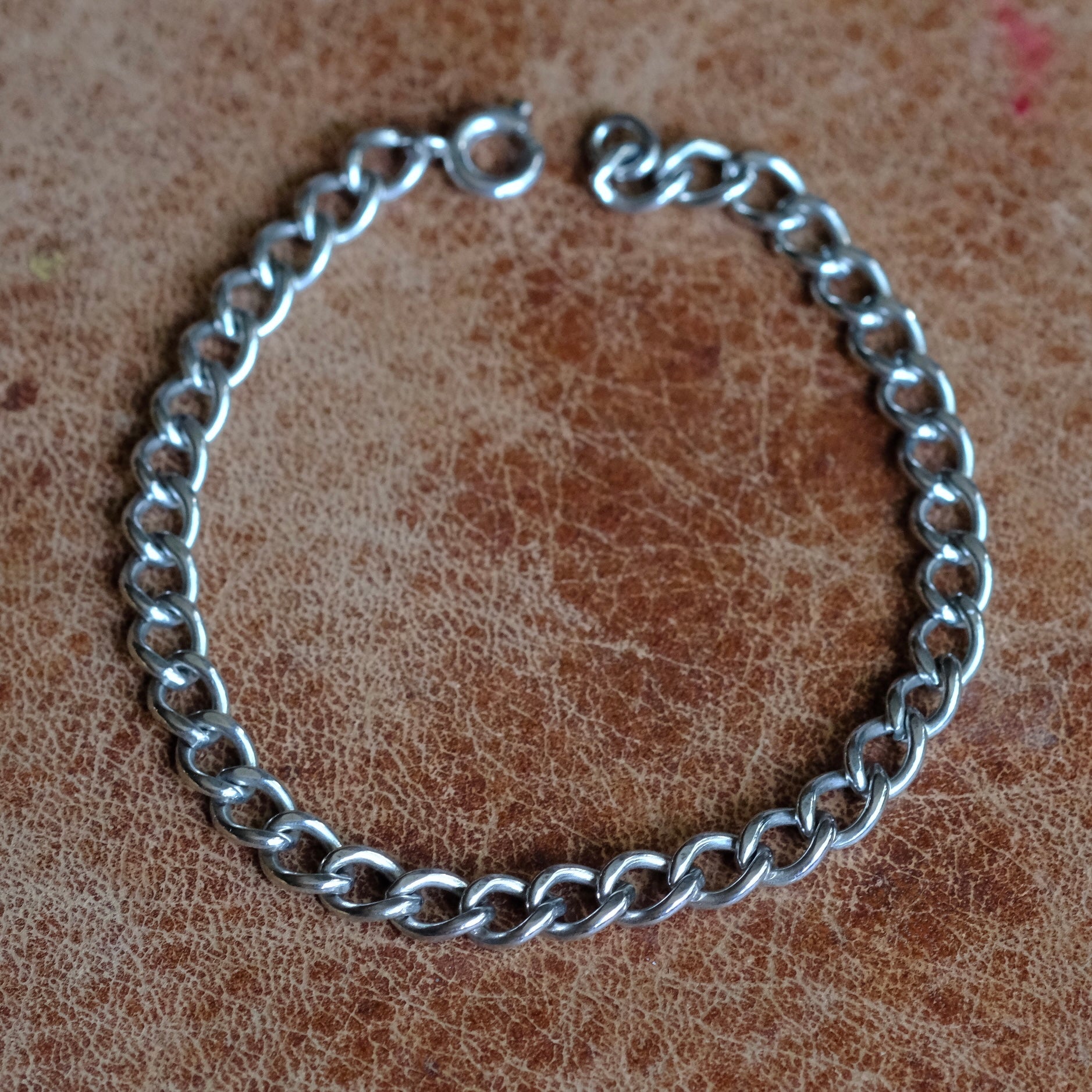 Vintage Sterling Silver Curb Chain Bracelet