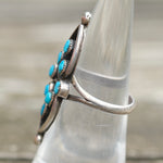 Vintage Sterling Turquoise Cluster Ring 6.5