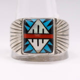 Vintage Sterling Zuni Inlay Ring 14.75