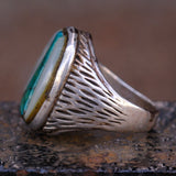 Vintage Sterling Zuni Inlay Textured Ring 9