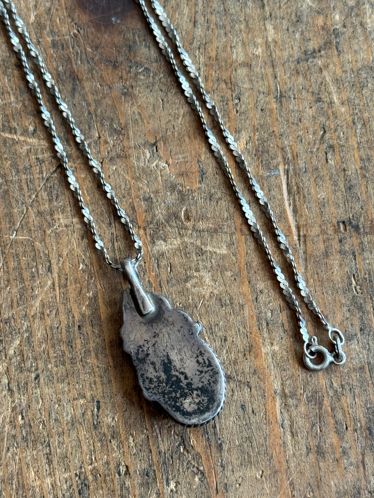 Vintage Sterling Silver Coral & Turquoise Fan Necklace