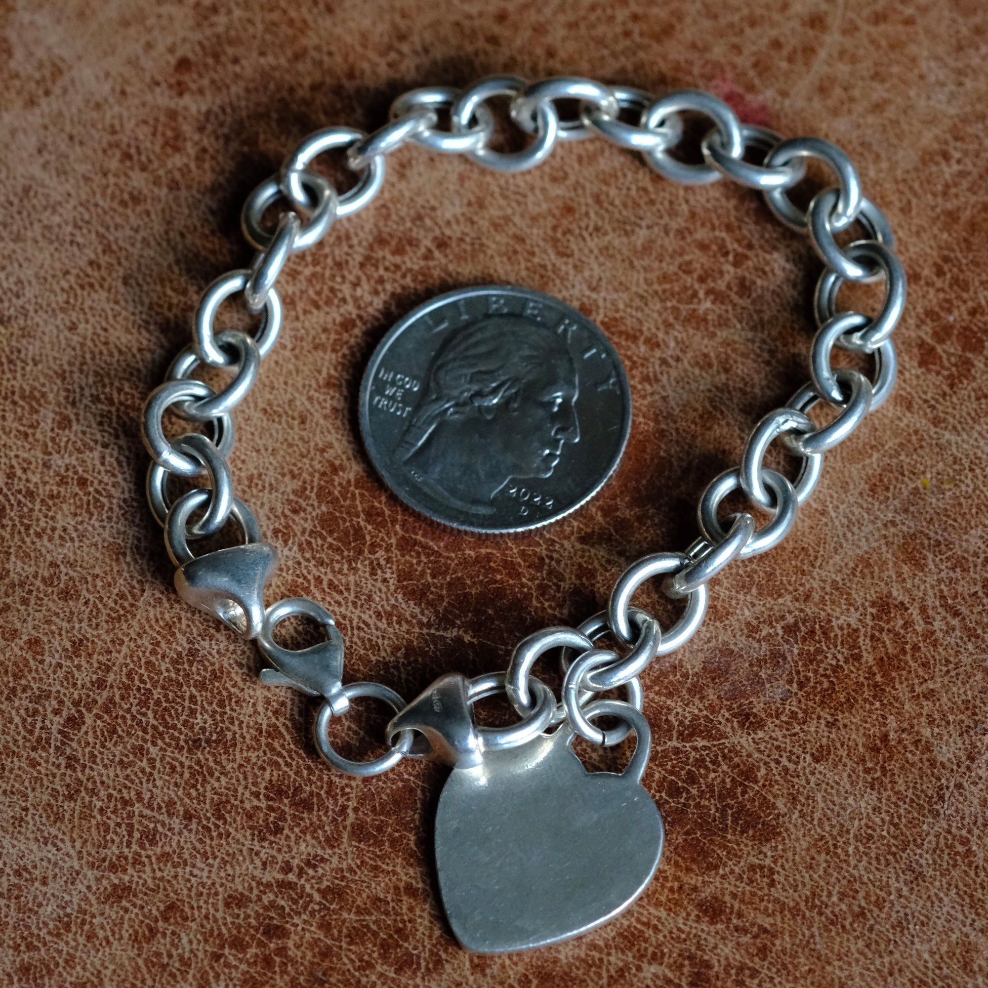 Vintage Sterling Silver Heart ID Bracelet