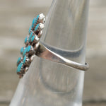 Vintage Sterling Turquoise Cluster Ring 6.5