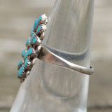Vintage Sterling Turquoise Cluster Ring 6.5
