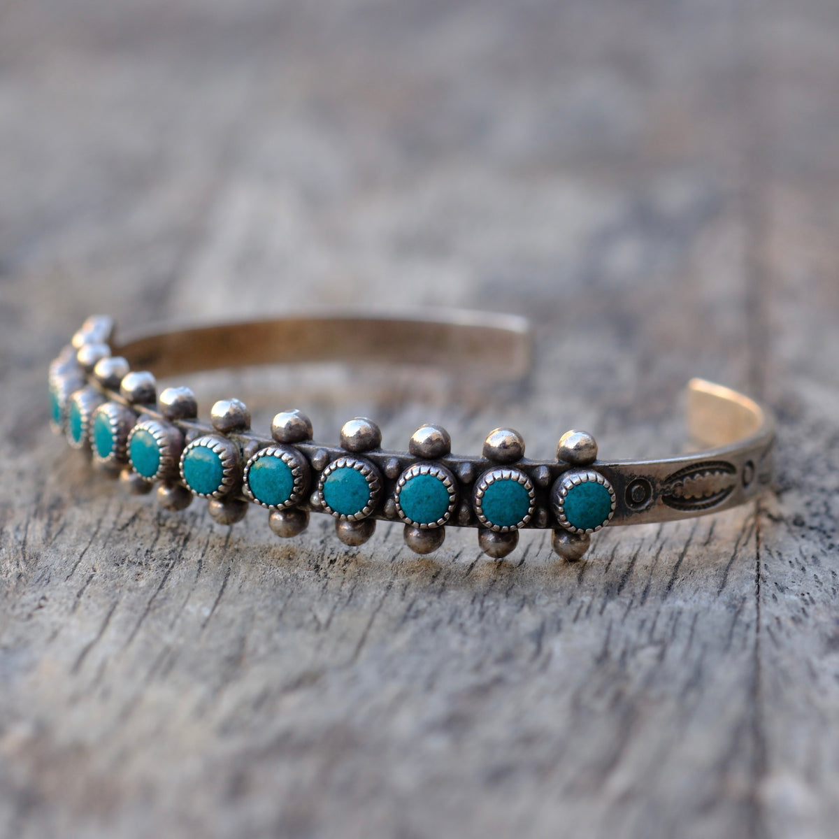 Vintage Sterling Snake Eye Turquoise Cuff Bracelet