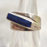 Vintage Sterling Lapis Inlay Band 5.5