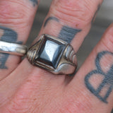 Vintage Sterling Hematite Signet Shirt 11.75