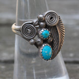 Vintage Sterling 2-Turquoise Feather Ring 6.25