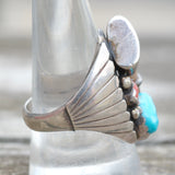 Vintage Sterling Turquoise and Coral Claw Ring 10.5