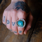 Vintage Sterling Turquoise Ring 7.5