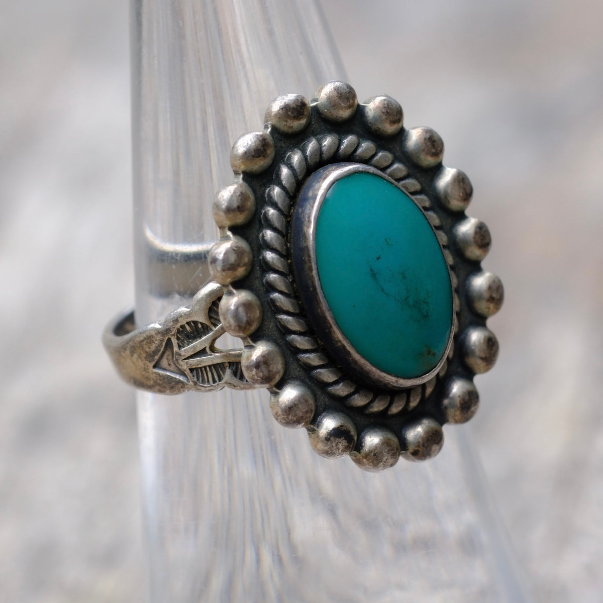 Vintage Sterling Turquoise Ring 5.75