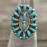 Vintage Sterling Turquoise Cluster Ring 6