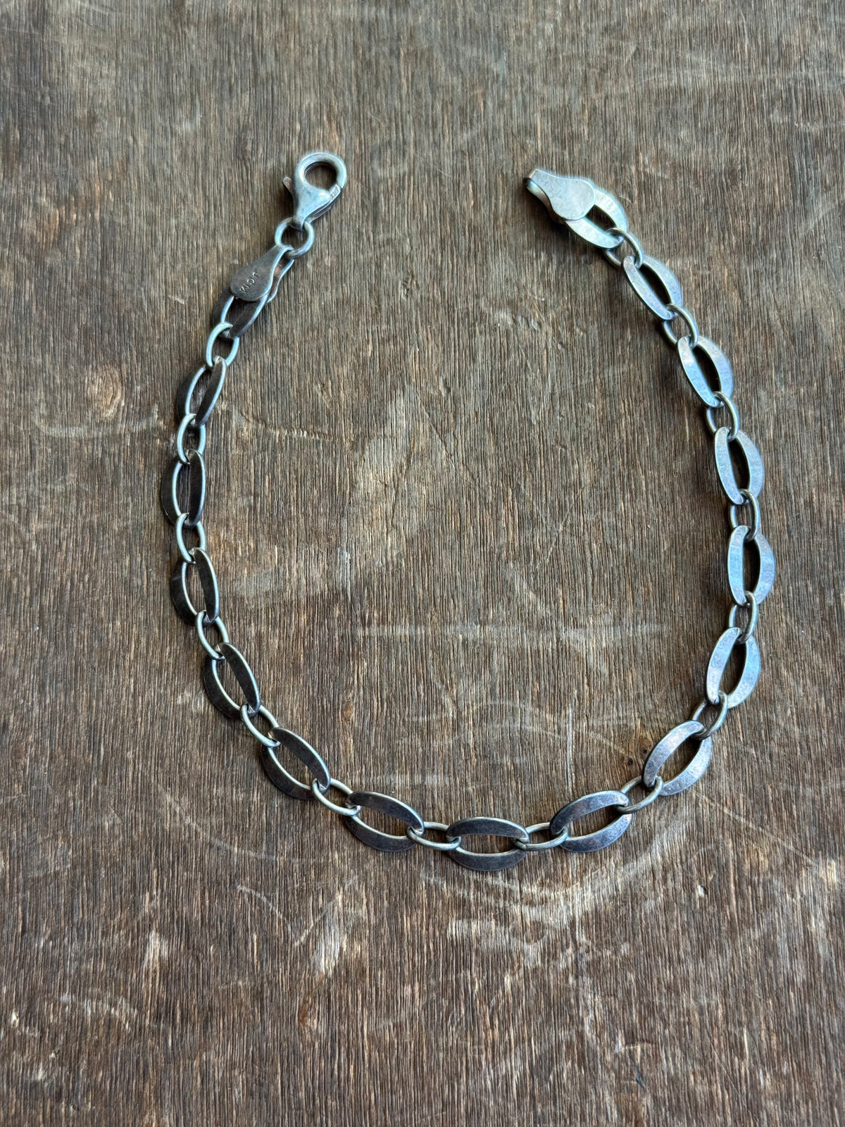 Vintage Sterling Silver 8” Open Link Chain Bracelet