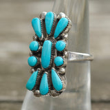 Vintage Sterling Turquoise Cluster Ring 6.75