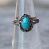 Vintage Sterling Turquoise Roper Ring 5