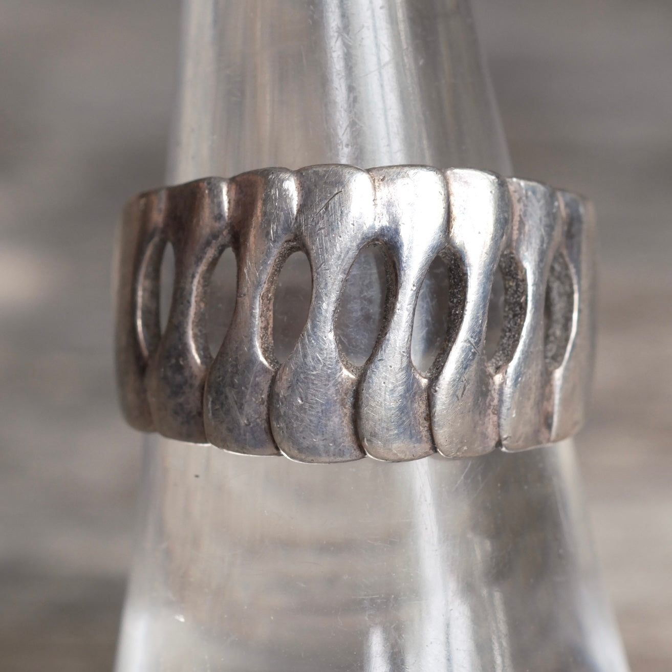 Vintage Sterling Silver Modernist Ring 7.75