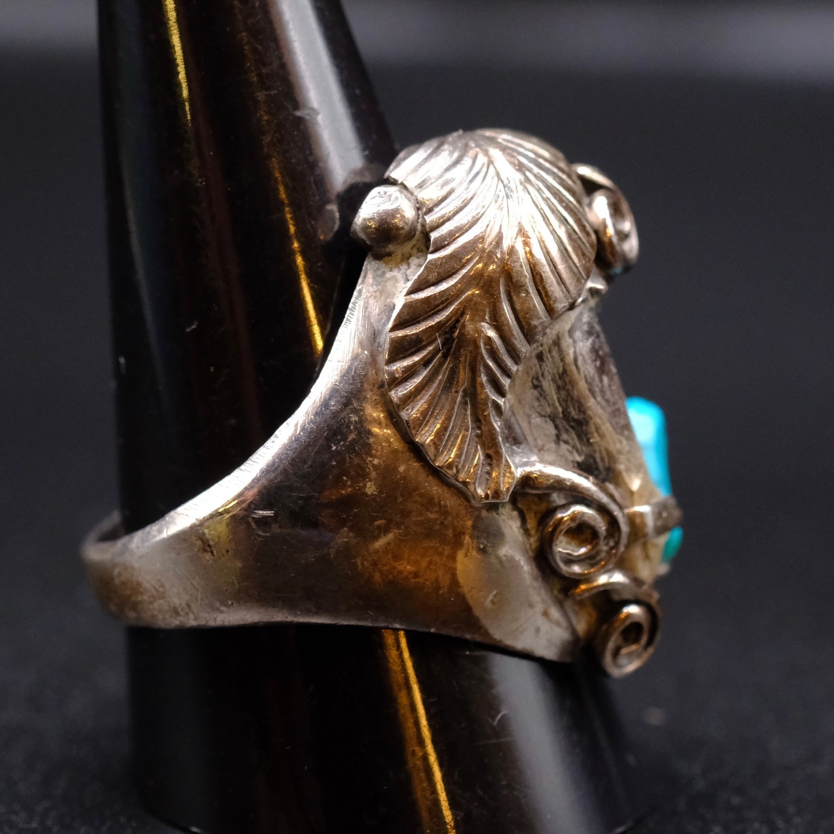Vintage Sterling Turquoise Claw Ring 11