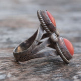 Vintage Sterling 2-Stone Coral Band 4