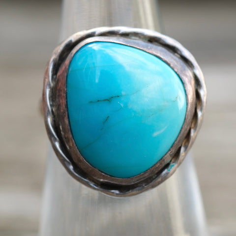 Vintage Sterling Turquoise Ring 5.25