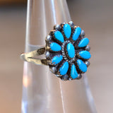 Vintage Sterling Turquoise Cluster Ring 6