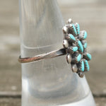 Vintage Sterling Turquoise Cluster Ring 8.25