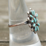 Vintage Sterling Turquoise Cluster Ring 8.25