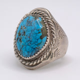 Vintage Sterling Turquoise Stamped Band Ring 10.5