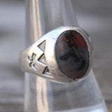 Vintage Sterling Agate Stamped Arrows Ring 9