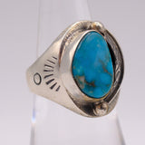 Vintage Sterling Turquoise Feather Ring 6.75