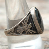 Vintage Sterling Hematite Thunderbird Ring 11.5