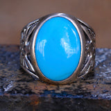 Vintage Sterling Turquoise Thunderbird Ring 8.5