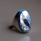Vintage Sterling Inlaid Desert Bird Ring 8.75