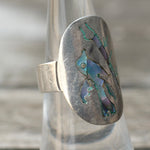 Vintage Sterling Abalone Inlay Bird Ring 7